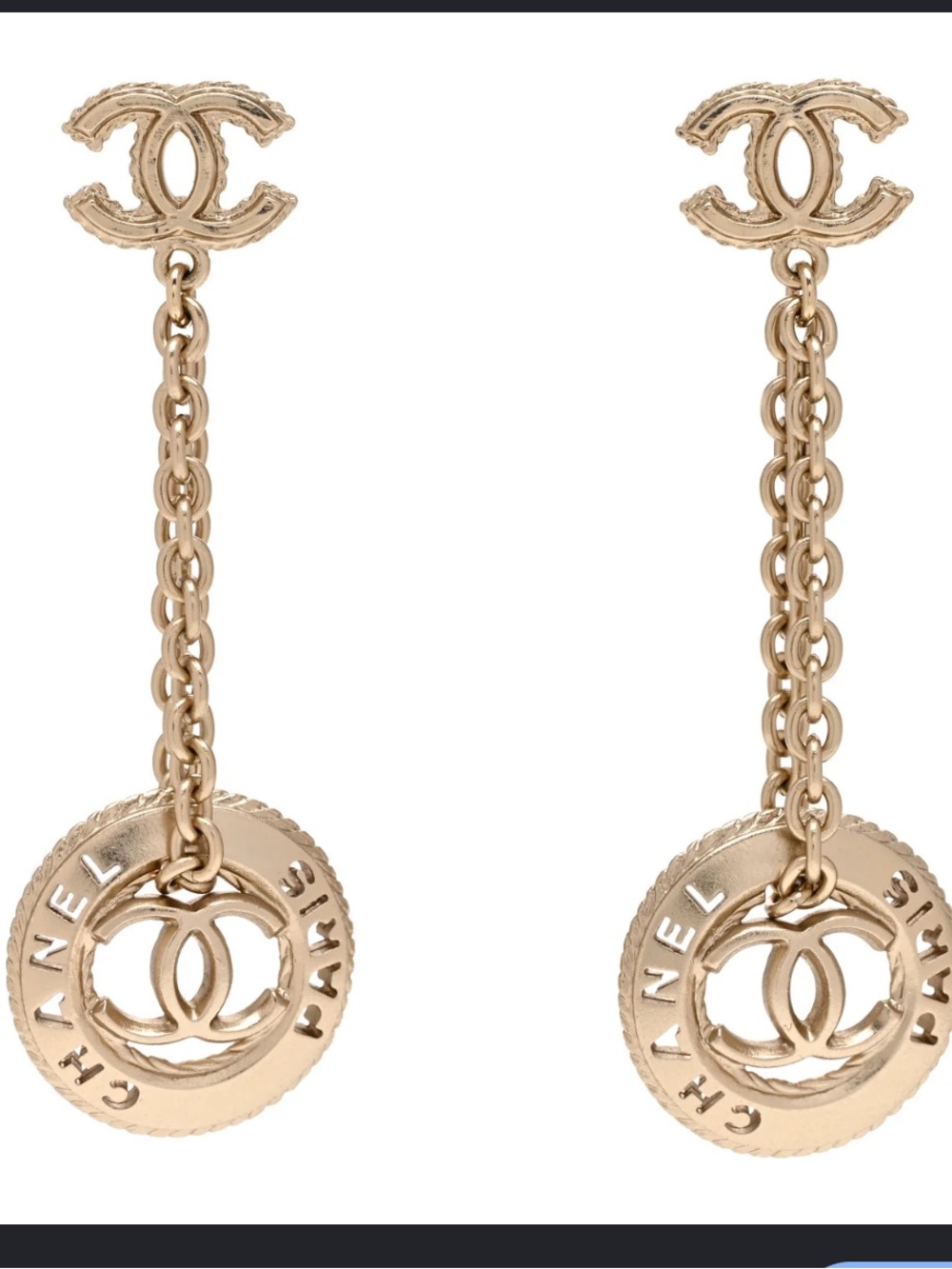 ChaneI 2018 Medallion Drop Dangle Light Gold Tone Earrings
